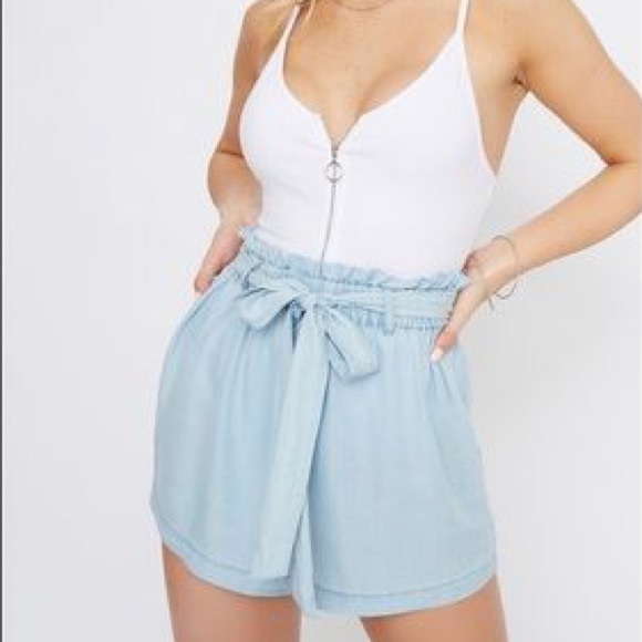 Harper Heritage Pants - Harper Heritage Paper bag High-waist Blue Shorts